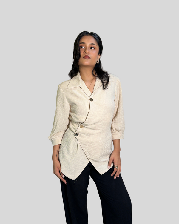 Drift Line Asymmetric Linen Shirt