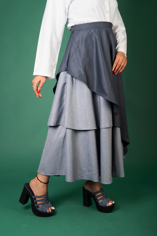 Layered gray skirt